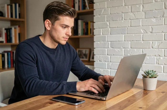 Professionnel contactant Personnel Extra en ligne depuis son domicile pour une demande de personnel
